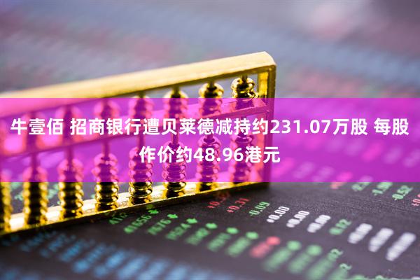 牛壹佰 招商银行遭贝莱德减持约231.07万股 每股作价约48.96港元